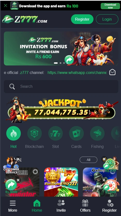Z777 Game interface screenshot
